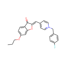 CCCOc1ccc2c(c1)O/C(=C\c1cc[n+](Cc3ccc(F)cc3)cc1)C2=O ZINC000058576575