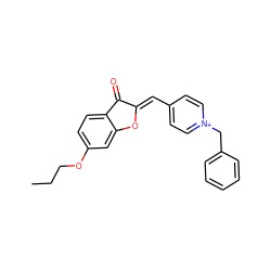 CCCOc1ccc2c(c1)O/C(=C\c1cc[n+](Cc3ccccc3)cc1)C2=O ZINC000058591926