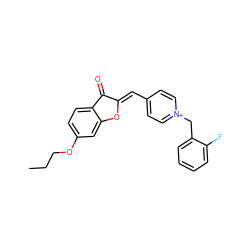 CCCOc1ccc2c(c1)O/C(=C\c1cc[n+](Cc3ccccc3F)cc1)C2=O ZINC000058581826