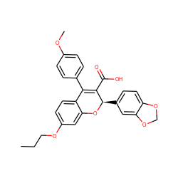 CCCOc1ccc2c(c1)O[C@H](c1ccc3c(c1)OCO3)C(C(=O)O)=C2c1ccc(OC)cc1 ZINC000013473391