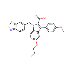 CCCOc1ccc2c(c1)c(-c1ccc(OC)cc1)c(C(=O)O)n2Cc1ccc2nsnc2c1 ZINC000001545588