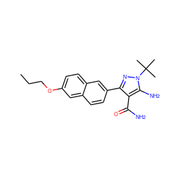 CCCOc1ccc2cc(-c3nn(C(C)(C)C)c(N)c3C(N)=O)ccc2c1 ZINC000103252528