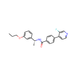 CCCOc1cccc([C@@H](C)NC(=O)c2ccc(-c3ccncc3F)cc2)c1 ZINC000063540028