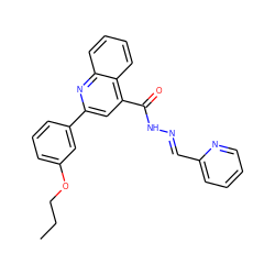 CCCOc1cccc(-c2cc(C(=O)N/N=C/c3ccccn3)c3ccccc3n2)c1 ZINC000002090020