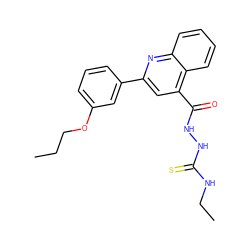 CCCOc1cccc(-c2cc(C(=O)NNC(=S)NCC)c3ccccc3n2)c1 ZINC000008681015