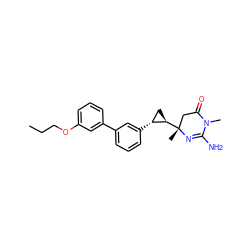 CCCOc1cccc(-c2cccc([C@@H]3C[C@H]3[C@]3(C)CC(=O)N(C)C(N)=N3)c2)c1 ZINC000096933654