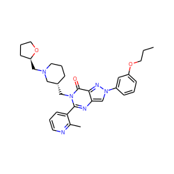 CCCOc1cccc(-n2cc3nc(-c4cccnc4C)n(C[C@H]4CCCN(C[C@H]5CCCO5)C4)c(=O)c3n2)c1 ZINC000169331027