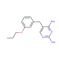 CCCOc1cccc(Cc2cnc(N)nc2N)c1 ZINC000013801426