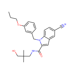 CCCOc1cccc(Cn2c(C(=O)NCC(C)(C)CO)cc3cc(C#N)ccc32)c1 ZINC000071330034