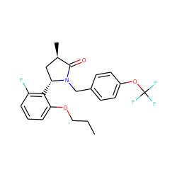 CCCOc1cccc(F)c1[C@@H]1C[C@@H](C)C(=O)N1Cc1ccc(OC(F)(F)F)cc1 ZINC000167113318