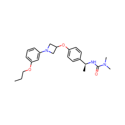 CCCOc1cccc(N2CC(Oc3ccc([C@H](C)NC(=O)N(C)C)cc3)C2)c1 ZINC000142227209