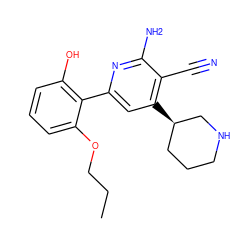 CCCOc1cccc(O)c1-c1cc([C@@H]2CCCNC2)c(C#N)c(N)n1 ZINC000028332396