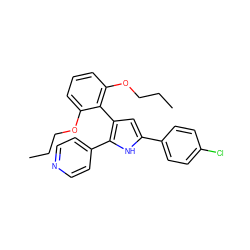 CCCOc1cccc(OCCC)c1-c1cc(-c2ccc(Cl)cc2)[nH]c1-c1ccncc1 ZINC000027724171