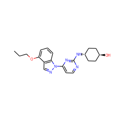 CCCOc1cccc2c1cnn2-c1ccnc(N[C@H]2CC[C@H](O)CC2)n1 ZINC000299845571