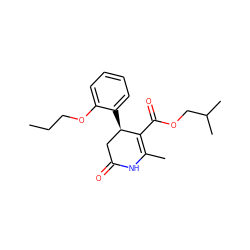 CCCOc1ccccc1[C@@H]1CC(=O)NC(C)=C1C(=O)OCC(C)C ZINC000004035705