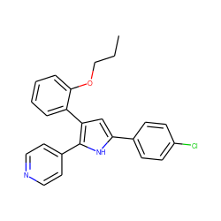 CCCOc1ccccc1-c1cc(-c2ccc(Cl)cc2)[nH]c1-c1ccncc1 ZINC000027713406