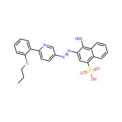 CCCOc1ccccc1-c1ccc(/N=N/c2cc(S(=O)(=O)O)c3ccccc3c2N)cn1 ZINC000223756170