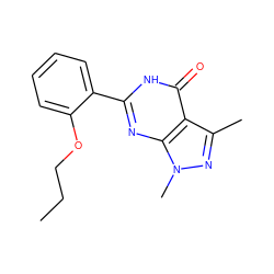 CCCOc1ccccc1-c1nc2c(c(C)nn2C)c(=O)[nH]1 ZINC000013755560