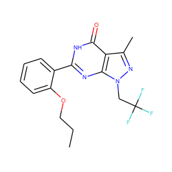 CCCOc1ccccc1-c1nc2c(c(C)nn2CC(F)(F)F)c(=O)[nH]1 ZINC000013755570