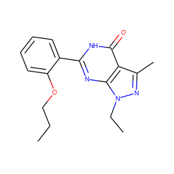 CCCOc1ccccc1-c1nc2c(c(C)nn2CC)c(=O)[nH]1 ZINC000013755566