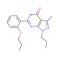 CCCOc1ccccc1-c1nc2c(c(C)nn2CCC)c(=O)[nH]1 ZINC000013755567