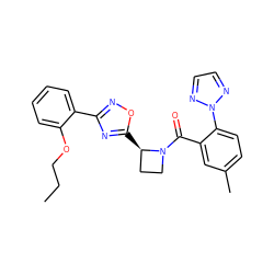 CCCOc1ccccc1-c1noc([C@@H]2CCN2C(=O)c2cc(C)ccc2-n2nccn2)n1 ZINC000218068542