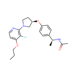 CCCOc1ccnc(N2CC[C@@H](Oc3ccc([C@H](C)NC(C)=O)cc3)C2)c1F ZINC000169709845