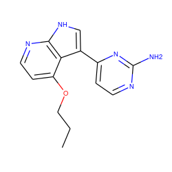 CCCOc1ccnc2[nH]cc(-c3ccnc(N)n3)c12 ZINC000016052674