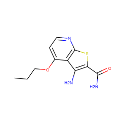 CCCOc1ccnc2sc(C(N)=O)c(N)c12 ZINC000045287174