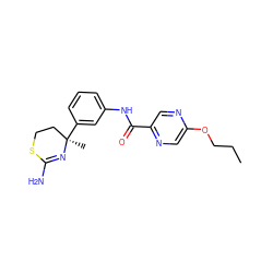 CCCOc1cnc(C(=O)Nc2cccc([C@]3(C)CCSC(N)=N3)c2)cn1 ZINC000147643847