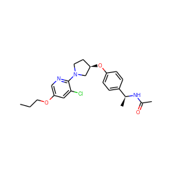 CCCOc1cnc(N2CC[C@@H](Oc3ccc([C@H](C)NC(C)=O)cc3)C2)c(Cl)c1 ZINC000169709284