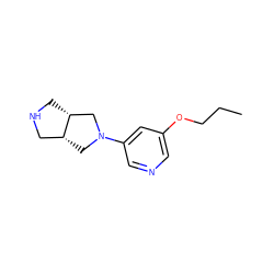 CCCOc1cncc(N2C[C@@H]3CNC[C@@H]3C2)c1 ZINC000033966939