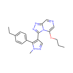 CCCOc1cncc2nnc(-c3cnn(C)c3-c3ccc(CC)cc3)n12 ZINC001772642186