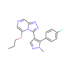 CCCOc1cncc2nnc(-c3cnn(C)c3-c3ccc(F)cc3)n12 ZINC001772601761