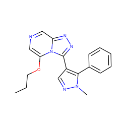 CCCOc1cncc2nnc(-c3cnn(C)c3-c3ccccc3)n12 ZINC001772639752