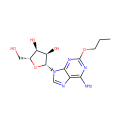 CCCOc1nc(N)c2ncn([C@@H]3O[C@H](CO)[C@@H](O)[C@H]3O)c2n1 ZINC000013815029