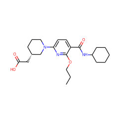 CCCOc1nc(N2CCC[C@@H](CC(=O)O)C2)ccc1C(=O)NC1CCCCC1 ZINC000095572943