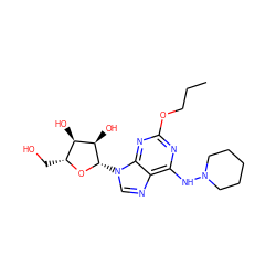 CCCOc1nc(NN2CCCCC2)c2ncn([C@@H]3O[C@H](CO)[C@@H](O)[C@H]3O)c2n1 ZINC000026642122