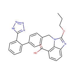 CCCOc1nc2cccc(C(=O)O)c2n1Cc1ccc(-c2ccccc2-c2nnn[nH]2)cc1 ZINC000013832281