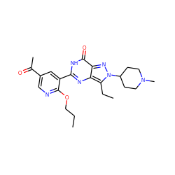 CCCOc1ncc(C(C)=O)cc1-c1nc2c(CC)n(C3CCN(C)CC3)nc2c(=O)[nH]1 ZINC000014955575