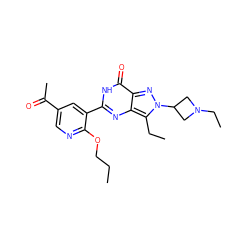 CCCOc1ncc(C(C)=O)cc1-c1nc2c(CC)n(C3CN(CC)C3)nc2c(=O)[nH]1 ZINC000014955564