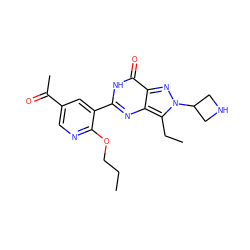 CCCOc1ncc(C(C)=O)cc1-c1nc2c(CC)n(C3CNC3)nc2c(=O)[nH]1 ZINC000014955556