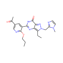 CCCOc1ncc(C(C)=O)cc1-c1nc2c(CC)n(Cc3nccn3C)nc2c(=O)[nH]1 ZINC000014955552