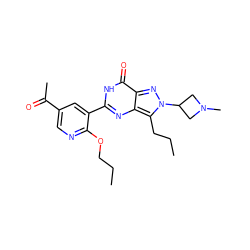 CCCOc1ncc(C(C)=O)cc1-c1nc2c(CCC)n(C3CN(C)C3)nc2c(=O)[nH]1 ZINC000014955619