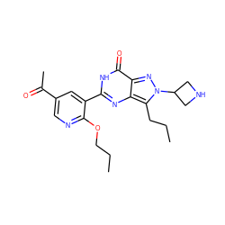 CCCOc1ncc(C(C)=O)cc1-c1nc2c(CCC)n(C3CNC3)nc2c(=O)[nH]1 ZINC000014955615