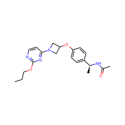 CCCOc1nccc(N2CC(Oc3ccc([C@H](C)NC(C)=O)cc3)C2)n1 ZINC000142349689