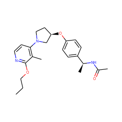 CCCOc1nccc(N2CC[C@@H](Oc3ccc([C@H](C)NC(C)=O)cc3)C2)c1C ZINC000169709827