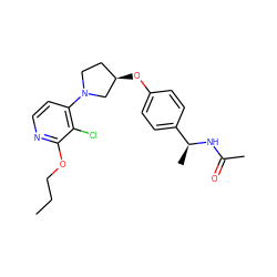 CCCOc1nccc(N2CC[C@@H](Oc3ccc([C@H](C)NC(C)=O)cc3)C2)c1Cl ZINC000169709858