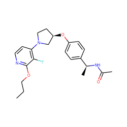 CCCOc1nccc(N2CC[C@@H](Oc3ccc([C@H](C)NC(C)=O)cc3)C2)c1F ZINC000169709824