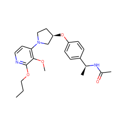 CCCOc1nccc(N2CC[C@@H](Oc3ccc([C@H](C)NC(C)=O)cc3)C2)c1OC ZINC000169709357